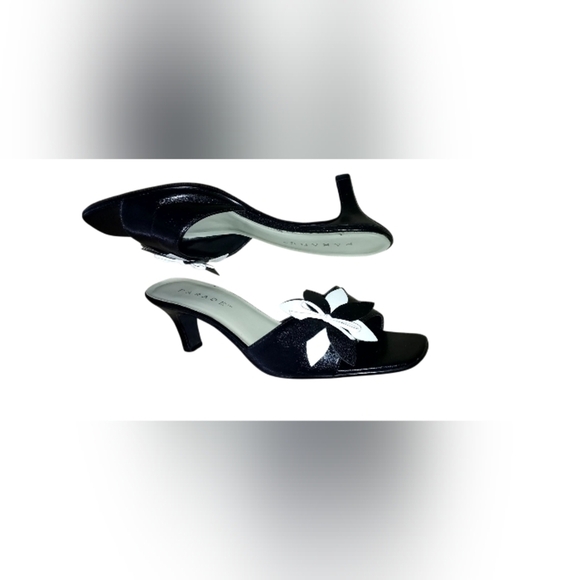 Black and White Parade Slide Kitten Heels - Picture 4 of 7